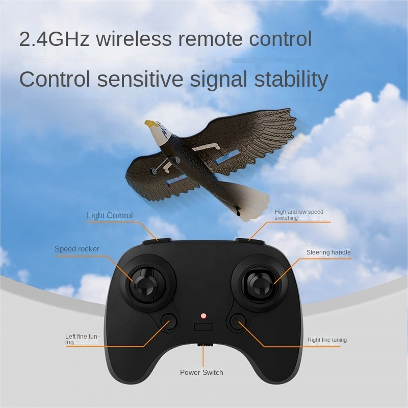 AiJH 405mm Wingspan RC Foam Plane Toys 2.4G Glider Airplane With Light 2.5 Channel Helicopter Remote Control Plane