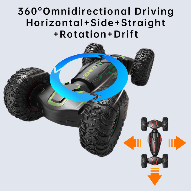 AiJH 2.4G Double Side Roll Remote Control Race Defend Extreme Vehicle Climbing Toy Rc Auto Steer Wheel Twisting Stunt Rc Car