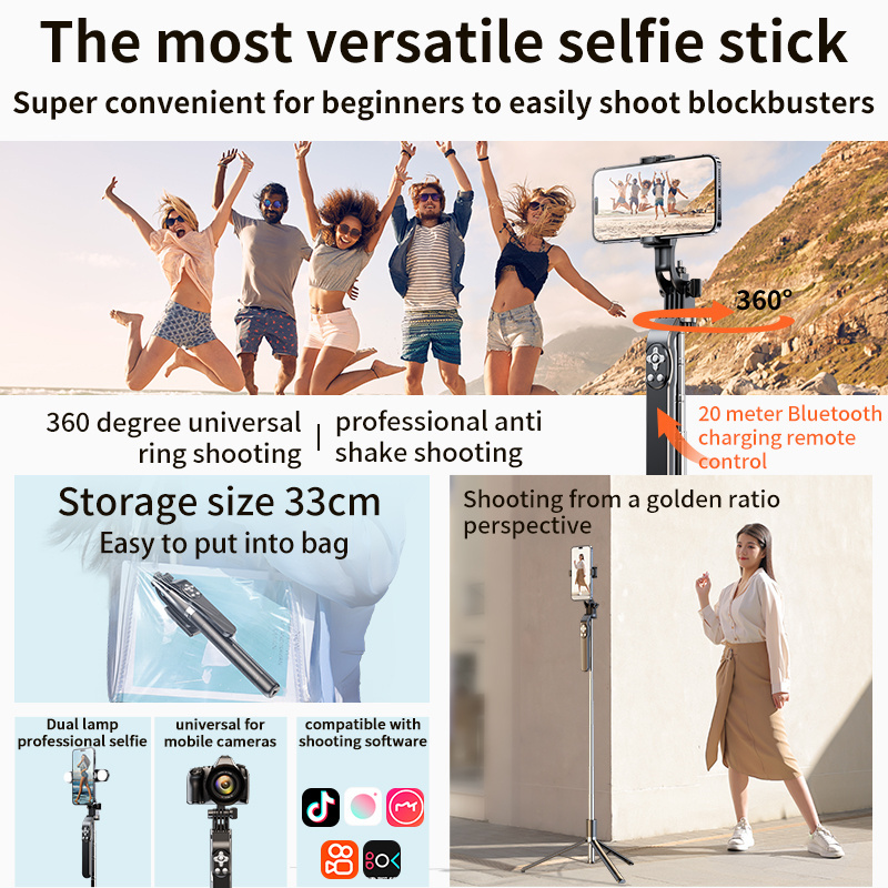 Customizable Bluetooth remote control selfie stick 360 rotation free shipping tripod stand for camera