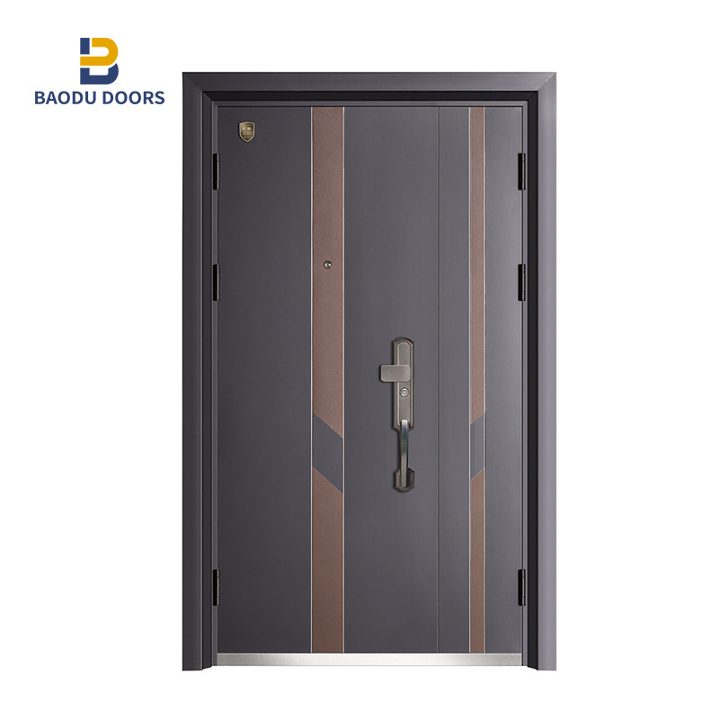 Exterior aluminium louver door with entrance door steel and double door lock with dummy handle