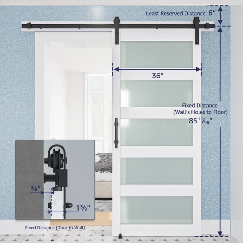 BOWDEU DOORS Sliding Barn Slab Door DIY Glass and Hardware Kit wholesale modern lock double panels bathroom