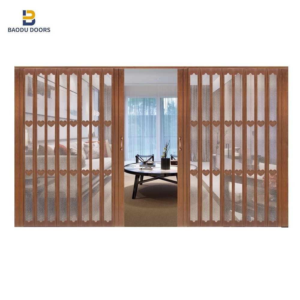 PVC Bi-Folding Doors For Houses Room Bi-fold Dividers Accordion Design Interior Transparent door high quality glass Plastic