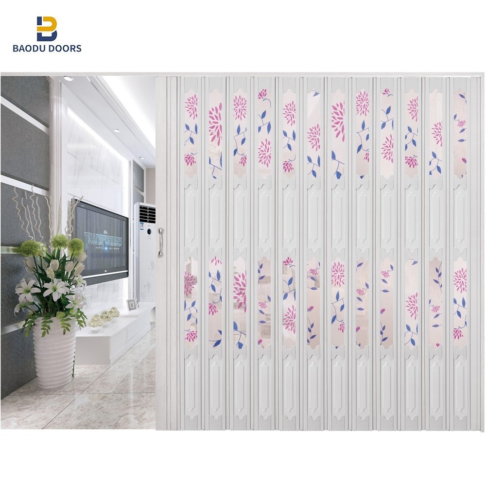 BOWDEU DOORS PVC Folding Sliding Door For Houses Bi-fold Interior Room Divider Plastic Customization Modern Design