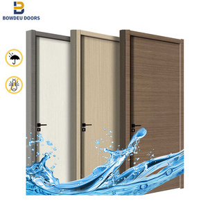 Cheap Price WPC waterproof doors for houses interior room bathroom wooden plastic panel leaf Composite frames set latest design