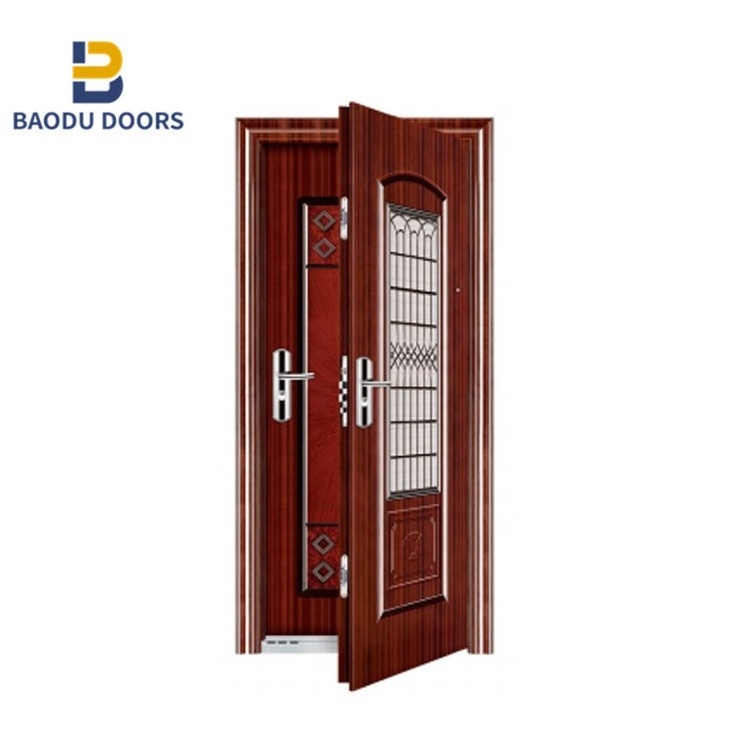 High Quality External Steel Door Used Metal Security Doors Swing Baodu Doors Graphic Design Cold Rolled Steel Modern Exterior BD