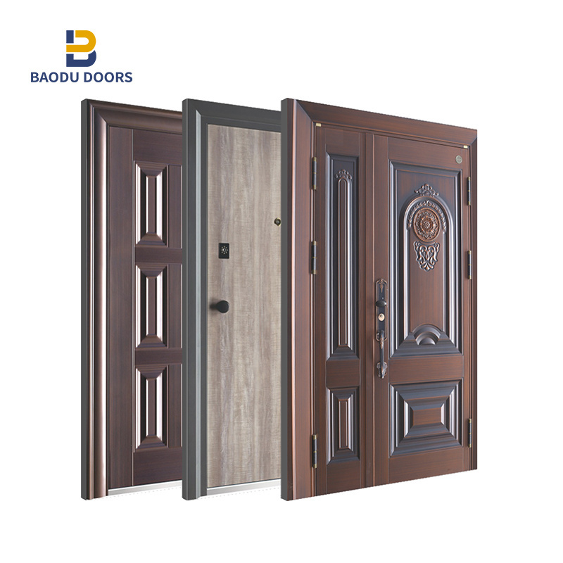 BOWDEU DOORS steel Turkish doors external for houses new design safety armored residential metal security front entry door