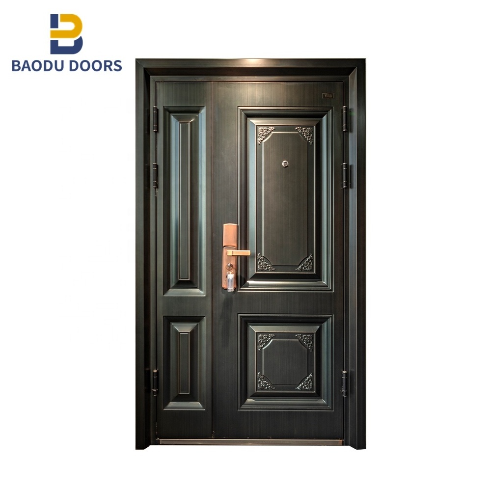 Security doors wrought iron doors interior entrance exterior safety metal skin  simple design cheap steel front