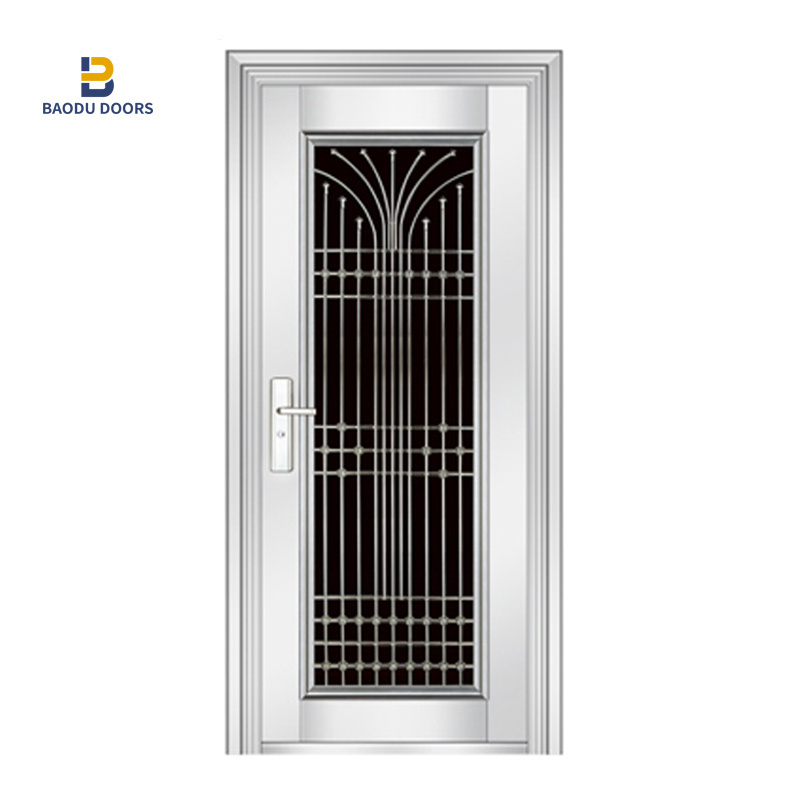 Security stainless steel door for houses exterior front entry high quality stainless steel refrigerator french entry door