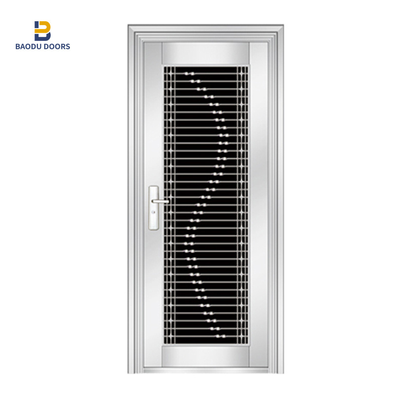 Security stainless steel door for houses exterior front entry high quality stainless steel refrigerator french entry door