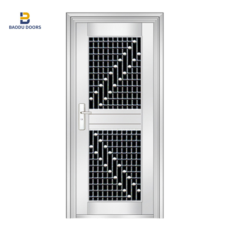 Security stainless steel door for houses exterior front entry high quality stainless steel refrigerator french entry door