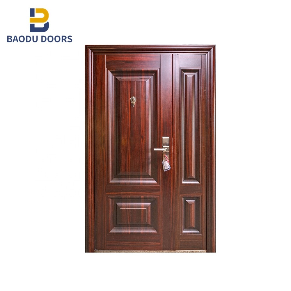 Hot Sales Iron Single Door Design Exterior Steel Security Door Interior Swing Modern Apartment Finished Steel Entry Door