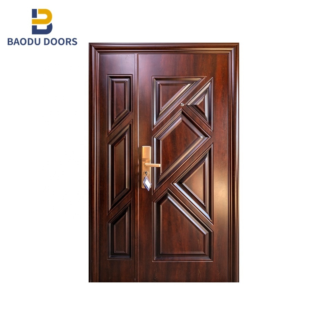 Hot Sales Iron Single Door Design Exterior Steel Security Door Interior Swing Modern Apartment Finished Steel Entry Door