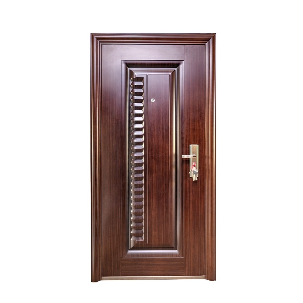 Hot Sales Iron Single Door Design Exterior Steel Security Door Interior Swing Modern Apartment Finished Steel Entry Door