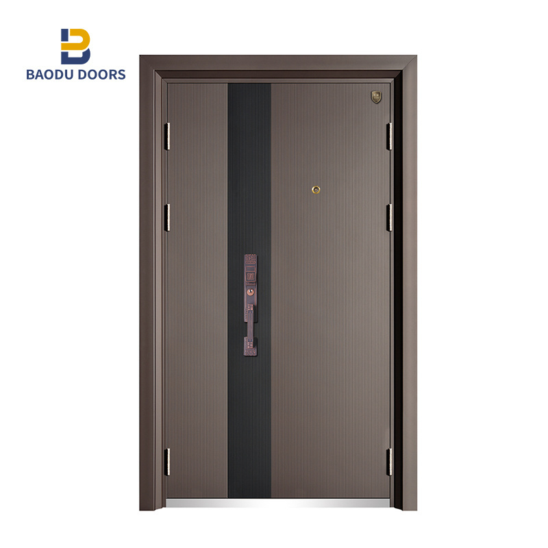 Exterior aluminium louver door with entrance door steel and double door lock with dummy handle