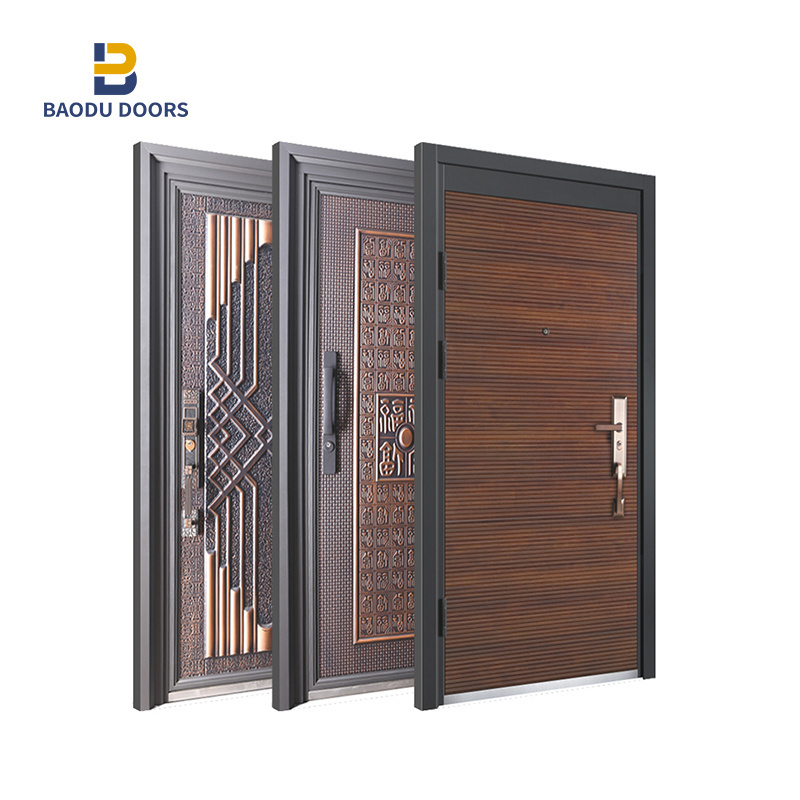 BOWDEU DOORS steel Turkish doors external for houses new design safety armored residential metal security front entry door