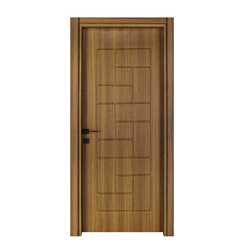 Cheap price PVC wooden doors for interior room latest design slab barn door prehung door skin with handle