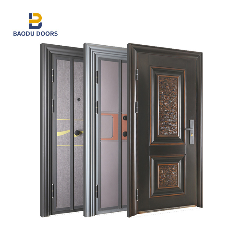 BOWDEU DOORS steel Turkish doors external for houses new design safety armored residential metal security front entry door