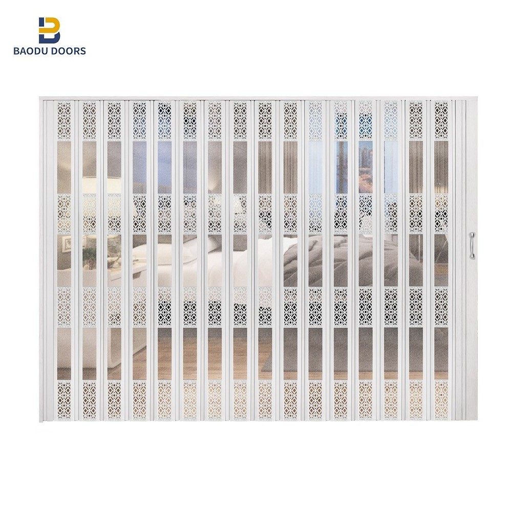 Commercial shop polycarbonate folding door aluminum plastic accordion sliding doors shopfront PVC shutter door