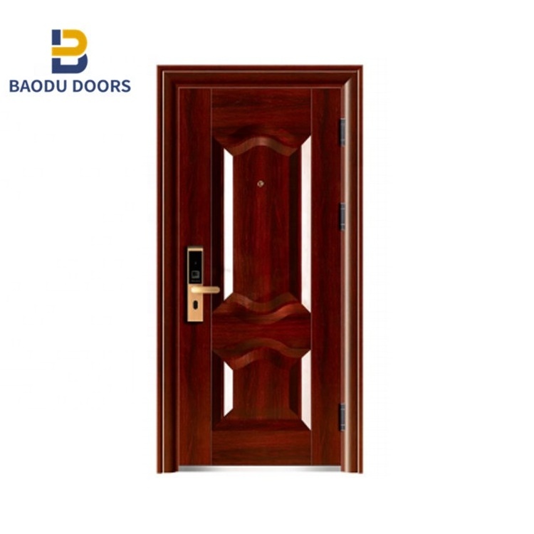 Security steel door for houses exterior room prehung pivot ghana style cheap steel garage security door made in China