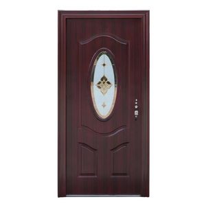 BOWDEU DOORS glass security steel door for houses exterior factory modern decorative oval high quality security steel glass door