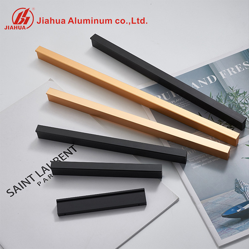 Aluminum Alloy Lengthened Cabinet Drawer Handles Modern Luxury Black Cabinet Door Sliding Door Pull  Handles