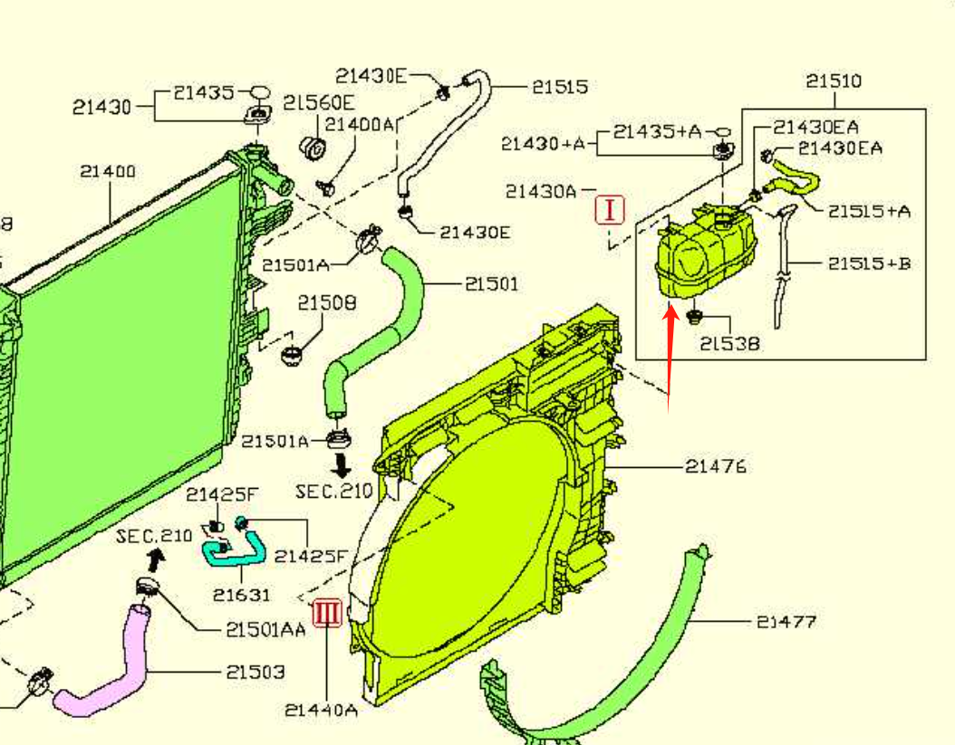 21710-1LA1A Coolant Reservoir Expansion Tank Recovery Coolant Expansion Tank 217101LA1A For Nissan Infiniti QX56 QX80