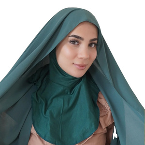 malaysia premium chiffon full neck cover instant hijab for ramadan 2023 ready to wear chiffon hijab scarf with jersey underscarf