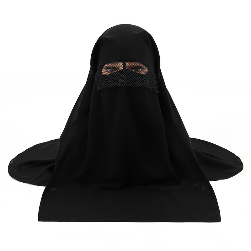 High quality three layers chiffon niqab muslim veils fashion hijab muslim abaya burqa nose piece islmaic niqab