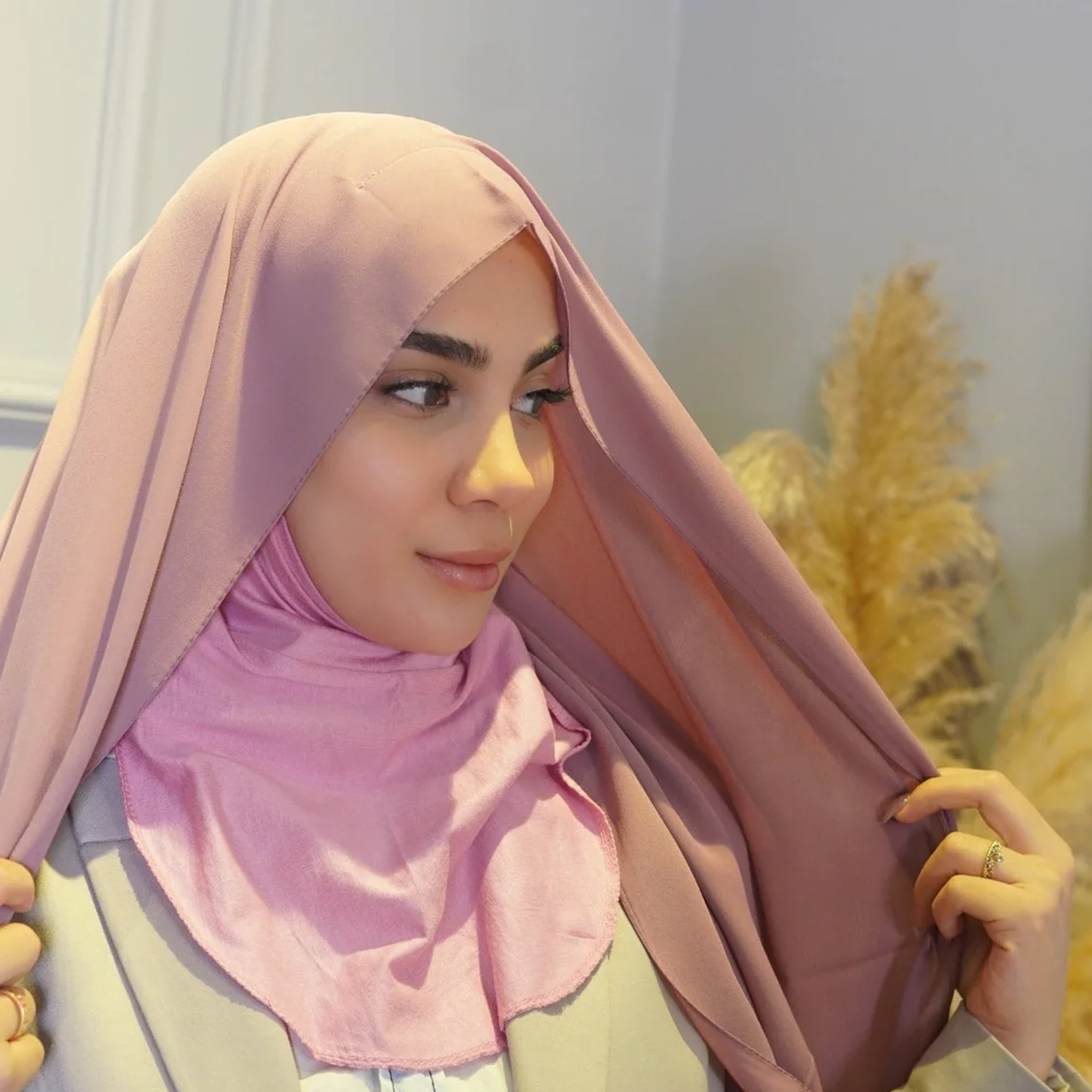 malaysia premium chiffon full neck cover instant hijab for ramadan 2023 ready to wear chiffon hijab scarf with jersey underscarf