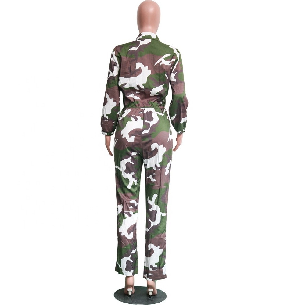 2019 New Trendy Thick Camo Romper Casual Patchwork Camouflage Printed Jumpsuit