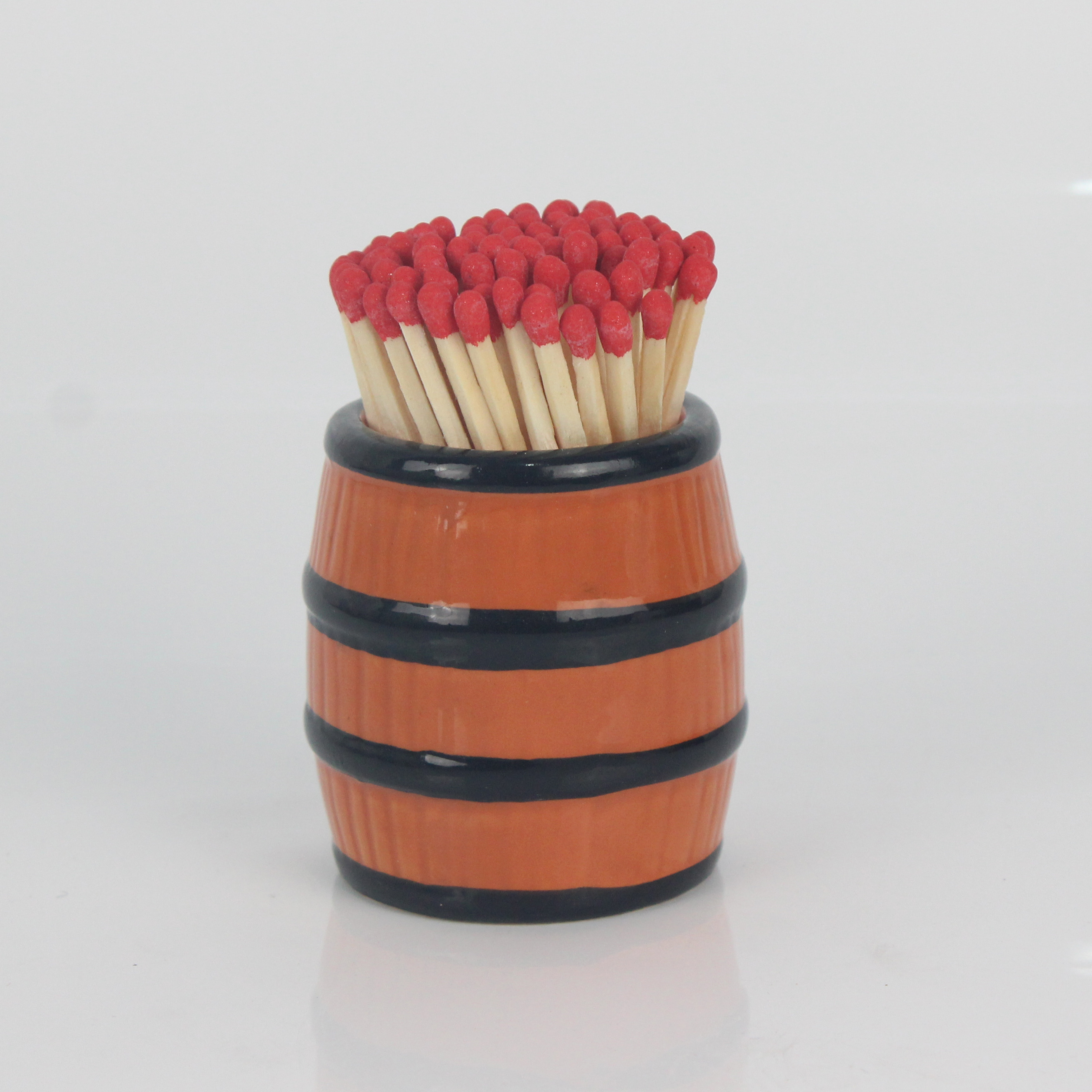 Customized Matches in a Jar Barrel shot shape Match Stick Holder  Ceramic Match Holder with Striker