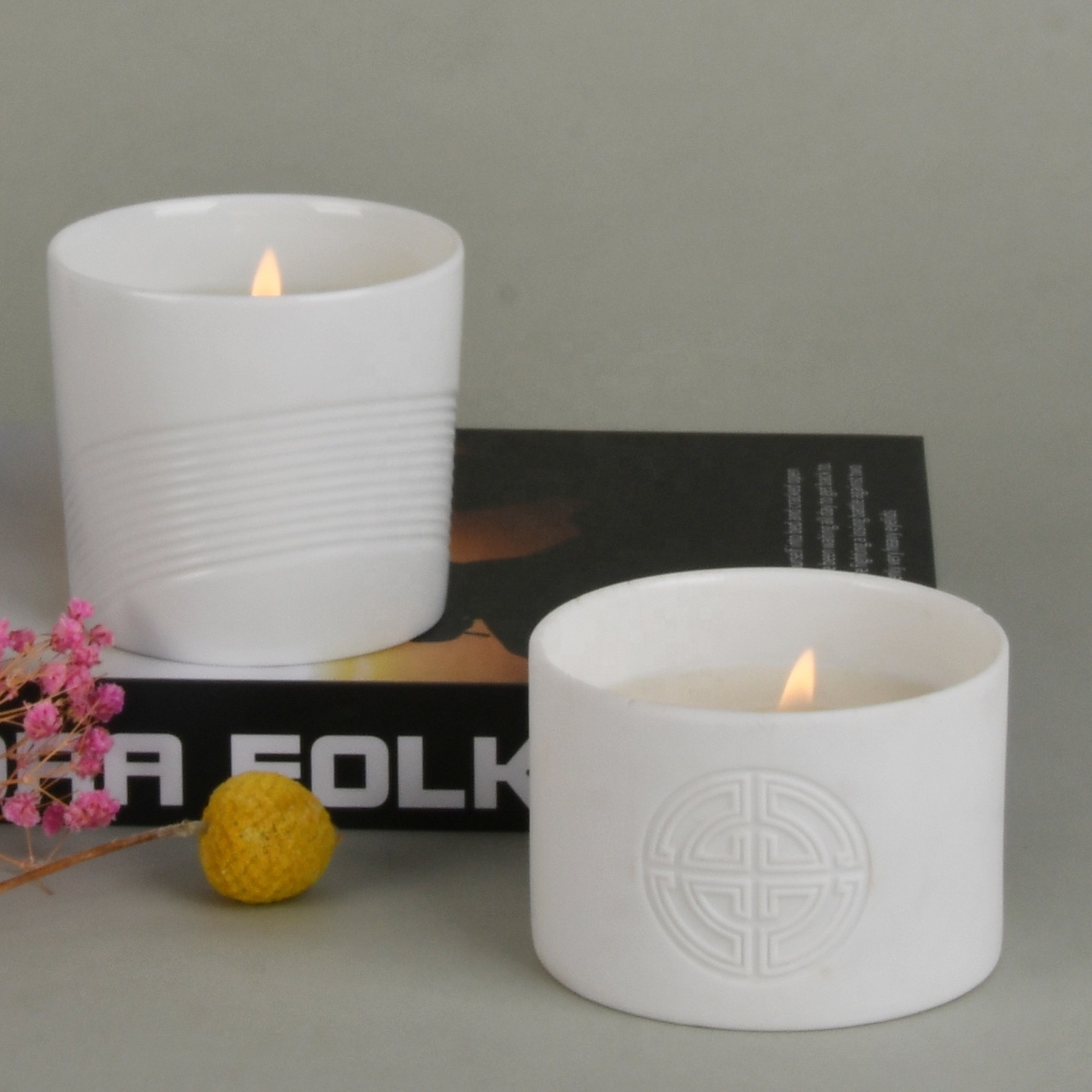 Customized Ceramic Cylinder Matt White Porcelain Candle Jars Candle Holder In bulk  Ceramic Candle Vessels