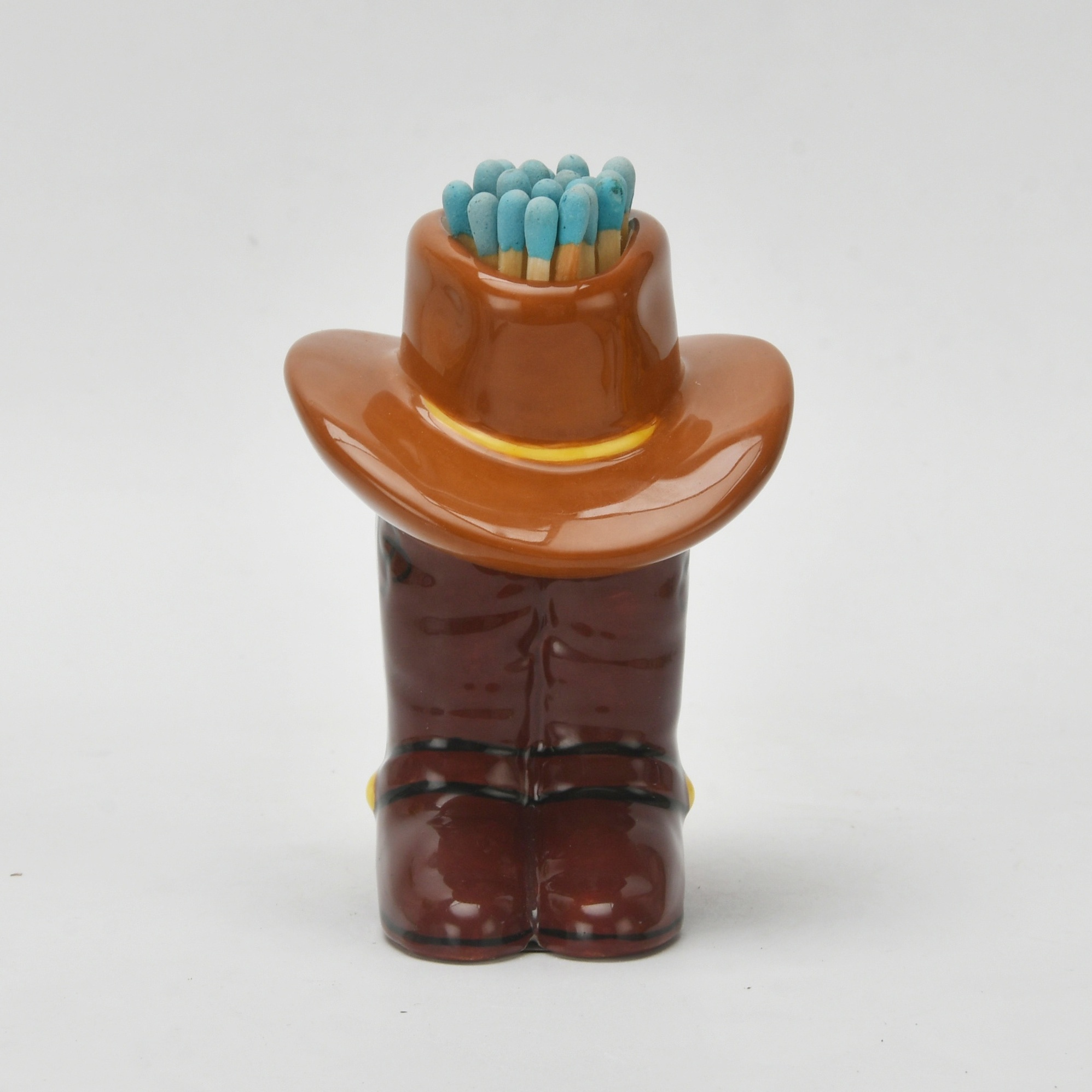 Handmade Matches Box Decorative Matches in a Jar Home Decoration Ceramic Cowboy Boot Match Holder with Striker