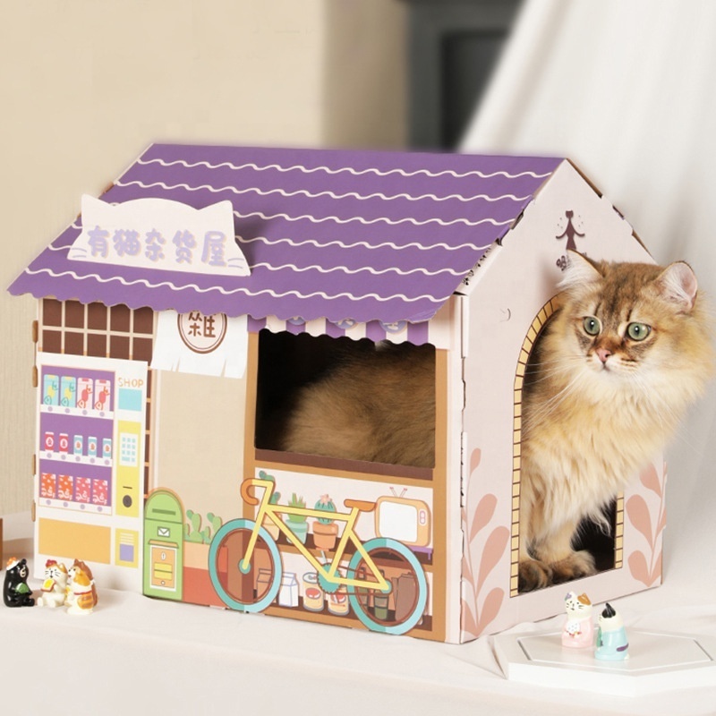 Corrugated Paper Cat House Home Bed Breathable Rabbit Kitten Cat Nest Scratch Pad Cardboard For Pet Cat Sleeping House