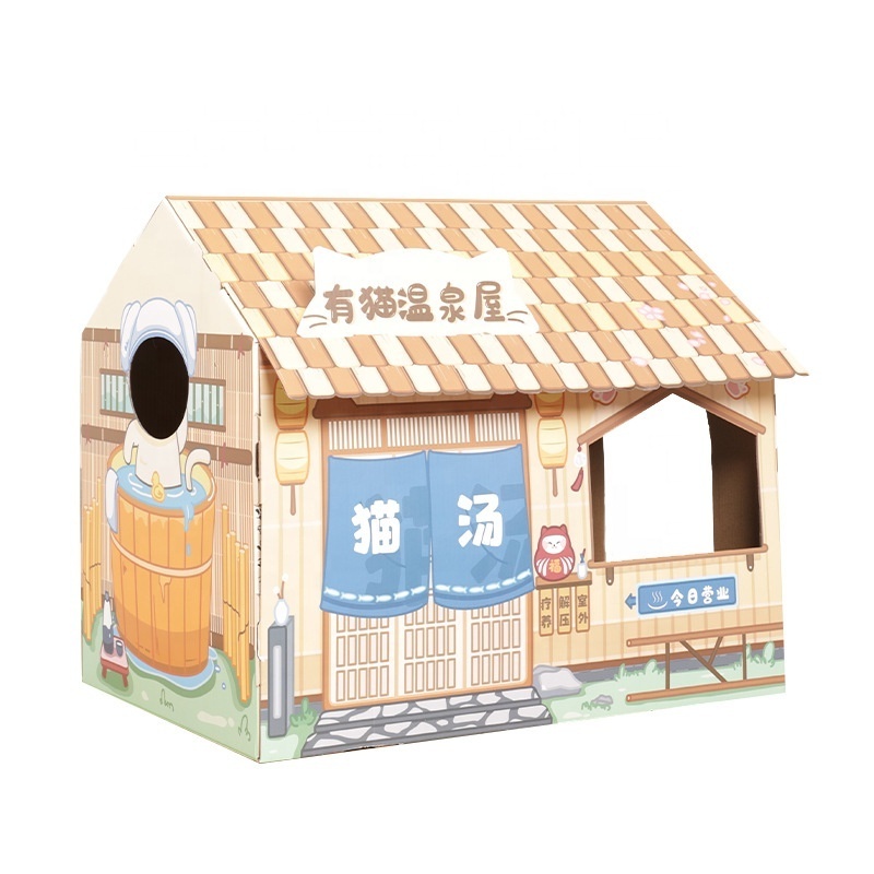 Corrugated Paper Cat House Home Bed Breathable Rabbit Kitten Cat Nest Scratch Pad Cardboard For Pet Cat Sleeping House