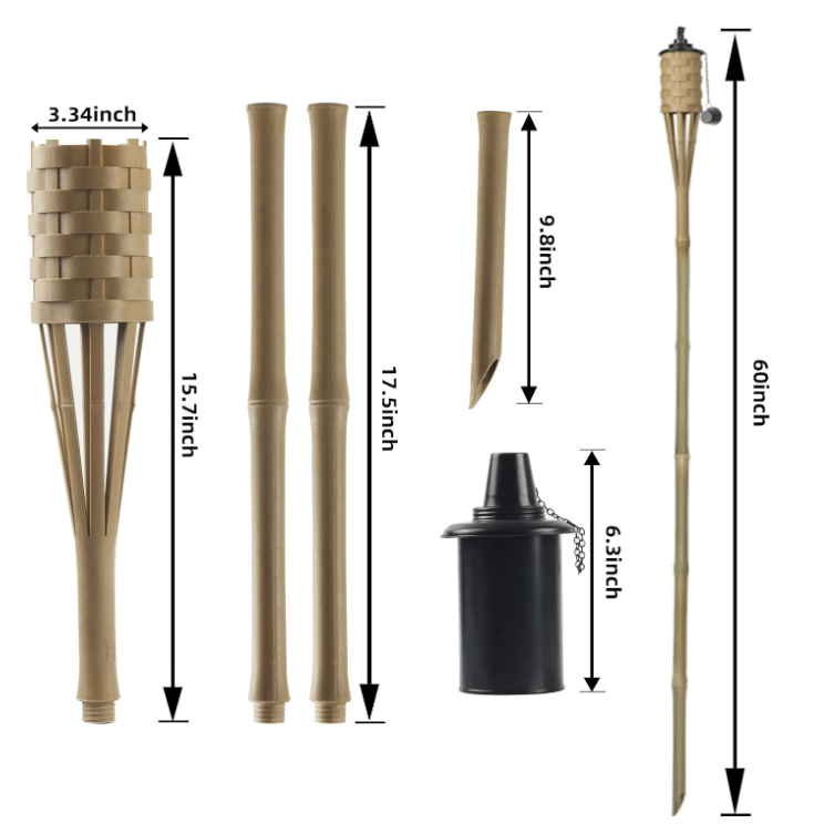 Direct supply outdoor Tiki bamboo flashlight, with dimensions ranging from 60cm to 150cm, suitable for garden landscape products