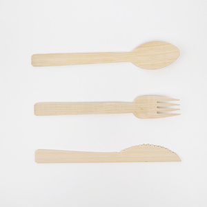 2023 Popular hotel take-out disposable bamboo tableware knife, fork and spoon low price customized logo Eco Degradable Natural