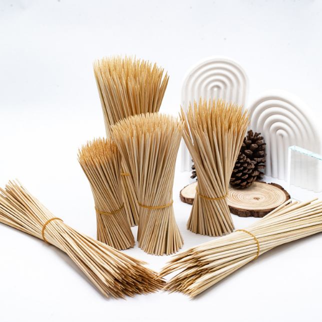 Custom Card Head Bamboo Skewers Disposable Barbecue Sticks with Wood Handle for Grilling Parties for Cleaning