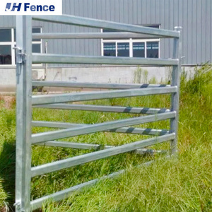 Zinc-Steel Pipe Fence Easily Assembled 8FT Livestock Gate 40 X 40 mm Square Rails Cattle Livestock Farm Fence Panel