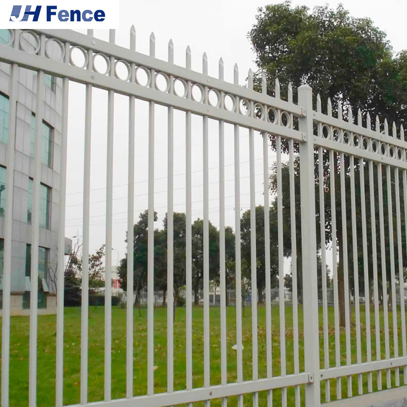 Galvanized Steel Hercules Pressed Spear Top Sustainable white metal fences Panels Iron Security Fencing Pool Garden Yard Fence