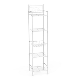 Laundry Bathroom Metal Wire Shelving Free Standing 5 Tier Bathroom Storage Shelf Unit