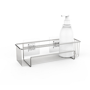 Single Tier Wall Mount Adhesive Stainless Steel Shower Caddy Shelf for Kitchen Bathroom