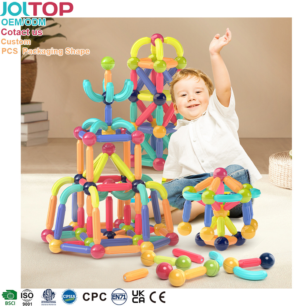 OEM ODM Custom Plastic Building Blocks Creative Construction Games Set Educational Rod and Magnetic Sticks Balls Toys for Kids