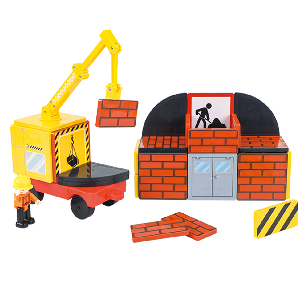 Wholesale Factory Custom Directly Supply 36 PCS Tile Magnetic Build Blocks Crane Set Kids Toys Plastic Construction for Kids CPC