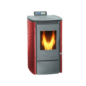 European standard modern portable 6KW Cast Iron Small Wood Pellet Stove Black White Red