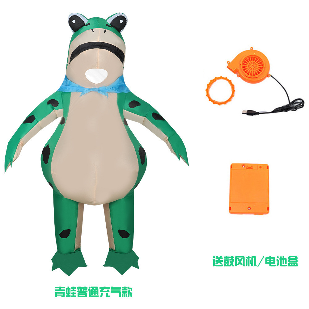 Adult New Inflatable Frog Costume Funny Full Body Blow Up Cosplay Costume Suit For Men Women Party Outfits