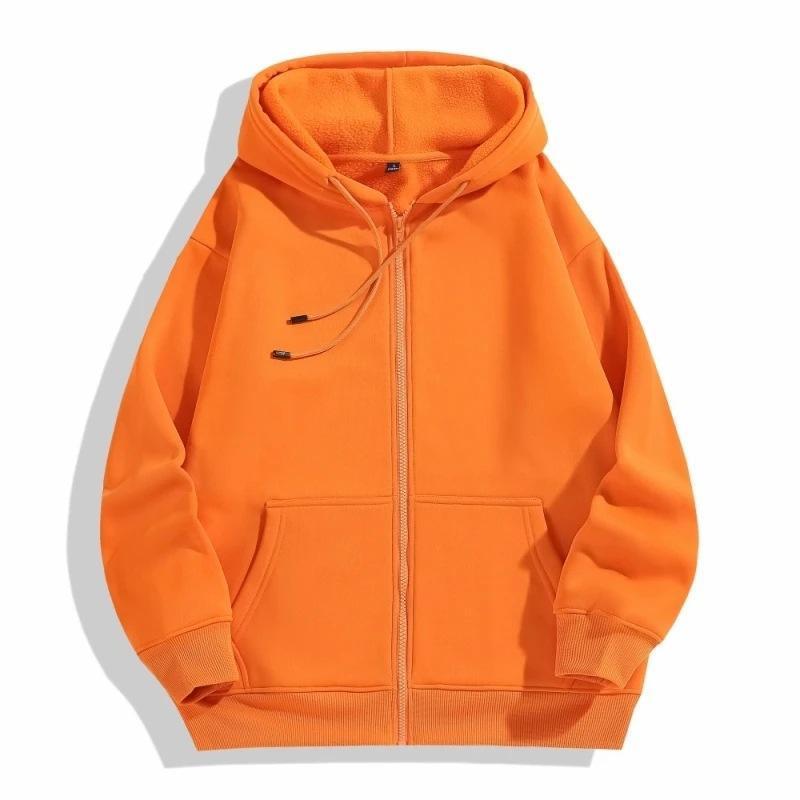 Unisex 350gsm Heavyweight Zip Hoodie Customized Puff Logo Print Winter Warm Plus Size Men's Hoodies