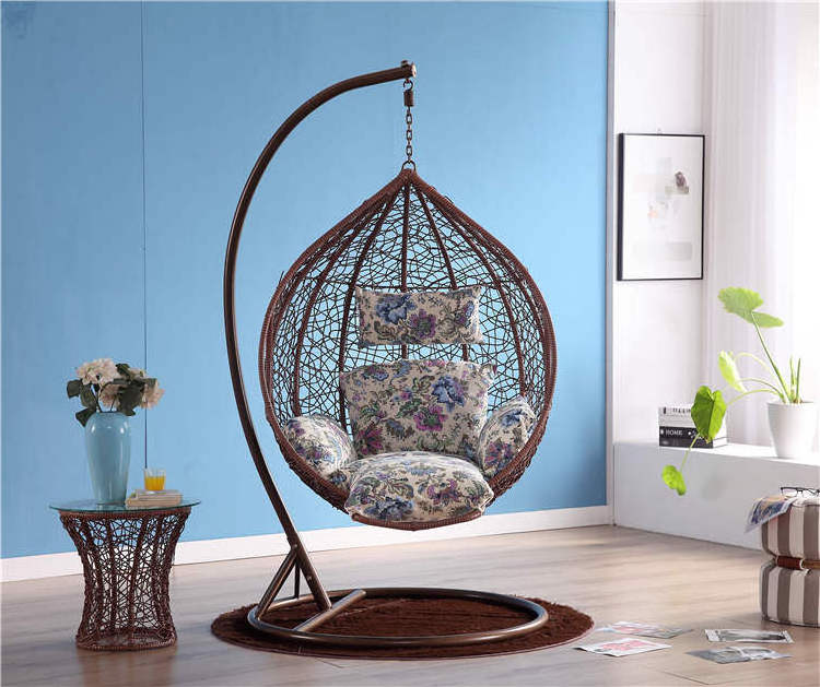 2021 Fashion Hot Sell  Outdoor Hanging chairs Rattan egg chair wicker swing  Large Chairs with support table living room