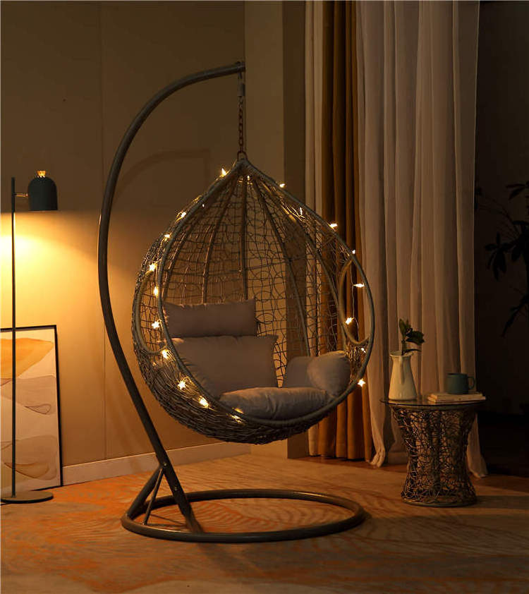 2021 Fashion Hot Sell  Outdoor Hanging chairs Rattan egg chair wicker swing  Large Chairs with support table living room