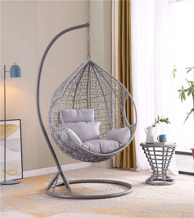 2021 Fashion Hot Sell  Outdoor Hanging chairs Rattan egg chair wicker swing  Large Chairs with support table living room